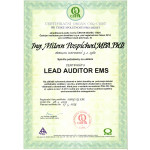 certifikát LEAD AUDITOR EMS